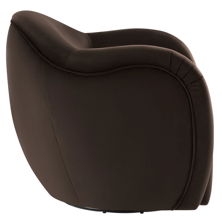 Varelle Velvet Swivel Accent Chair-Chocolate Brown Denmark Home