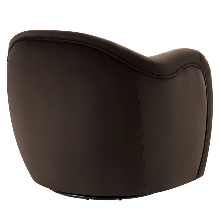 Varelle Velvet Swivel Accent Chair-Chocolate Brown Denmark Home