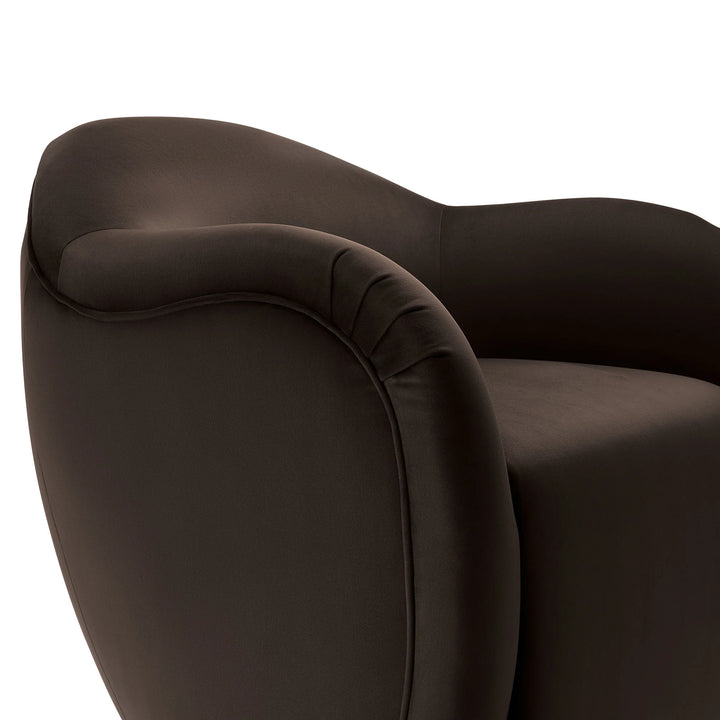 Varelle Velvet Swivel Accent Chair-Chocolate Brown Denmark Home