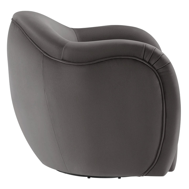 Varelle Velvet Swivel Accent Chair-Storm Gray Denmark Home