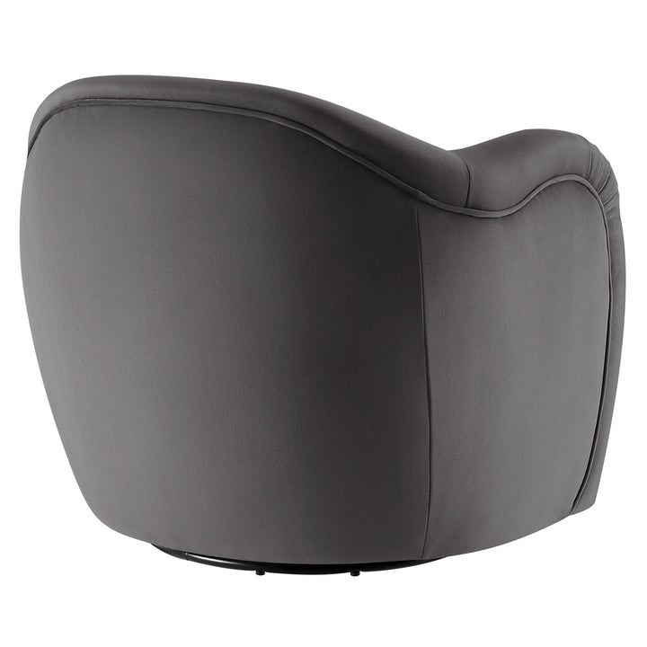 Varelle Velvet Swivel Accent Chair-Storm Gray Denmark Home
