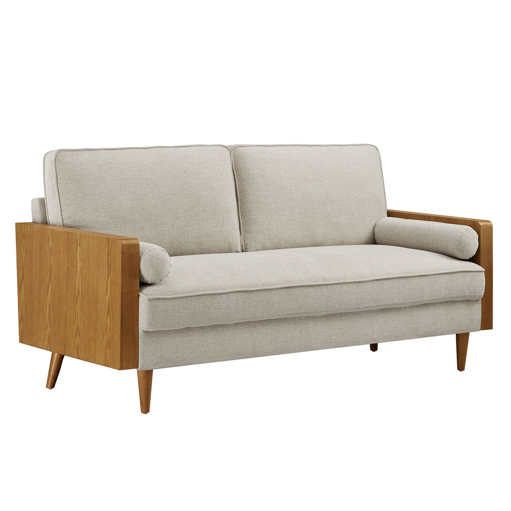 Kolden Upholstered Fabric Sofa-Walnut Heathered Weave Ivory