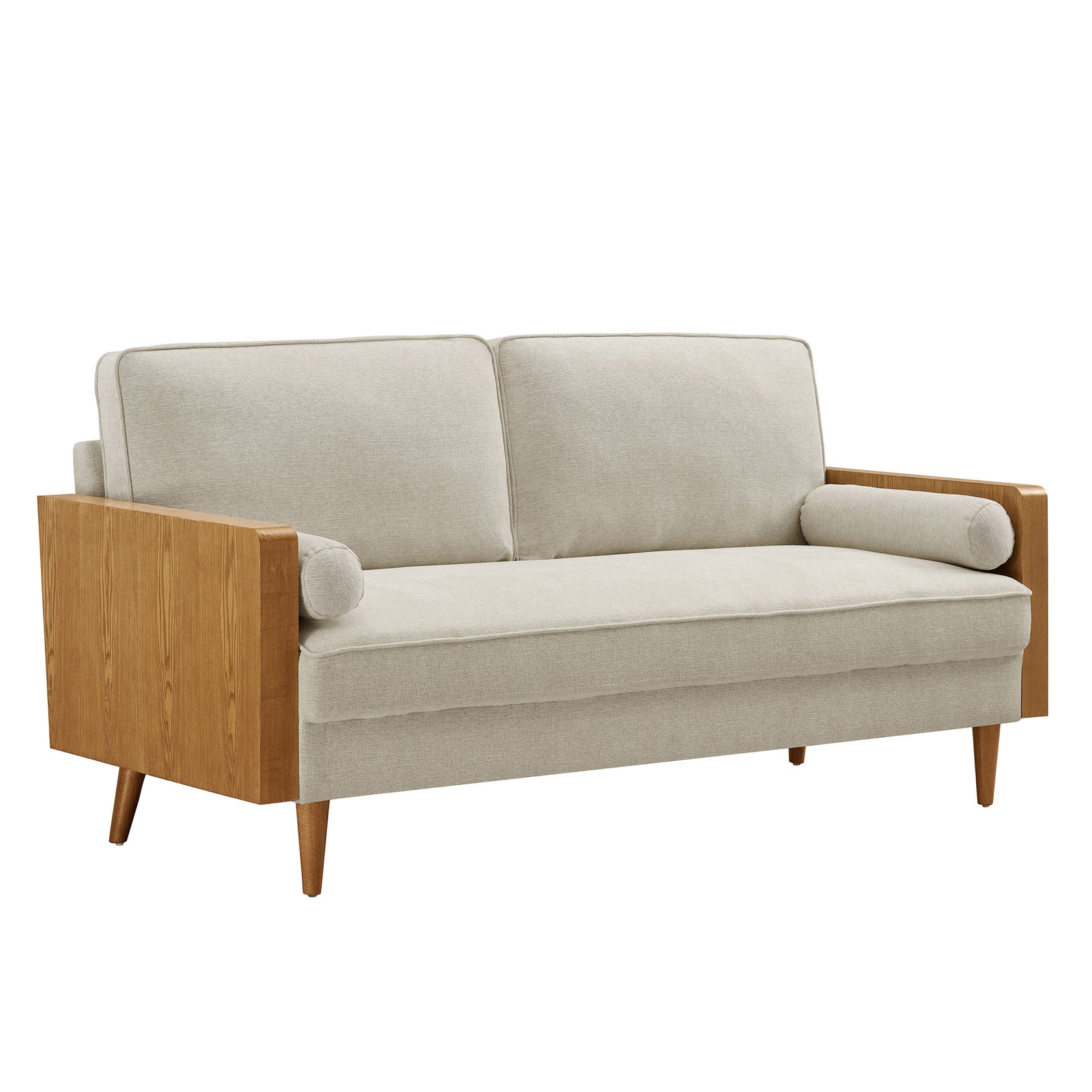 Kolden Upholstered Fabric Sofa - Walnut Heathered Weave Light Beige