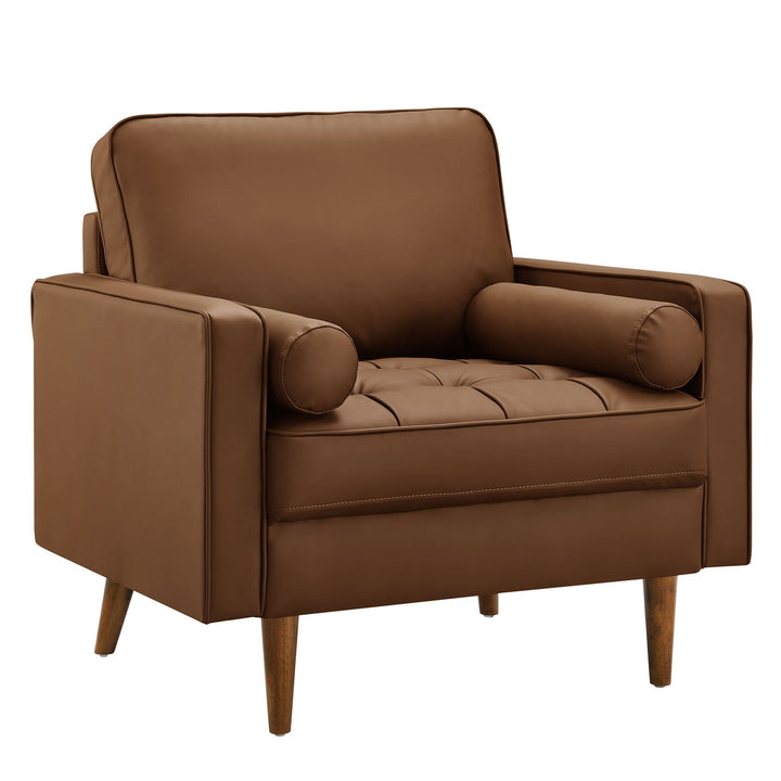 Eldvar Tufted Vegan Leather Accent Armchair – Brown Denmark Home