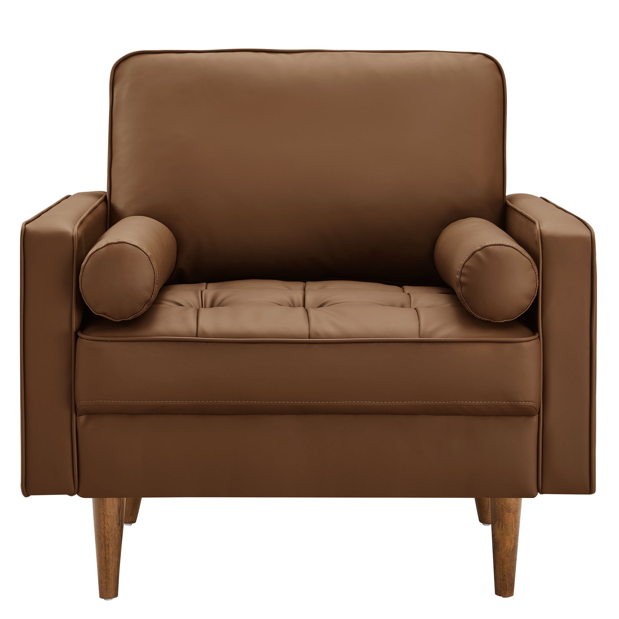 Eldvar Tufted Vegan Leather Accent Armchair – Brown Denmark Home