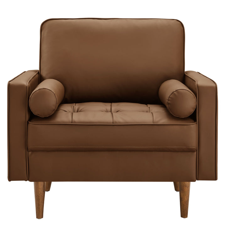 Eldvar Tufted Vegan Leather Accent Armchair – Brown Denmark Home