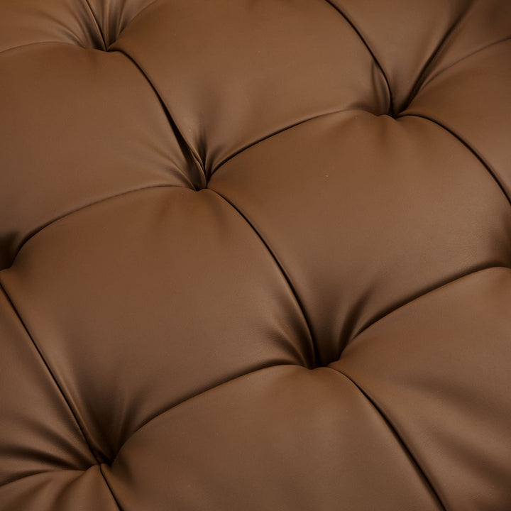 Eldvar Tufted Vegan Leather Accent Armchair – Brown Denmark Home