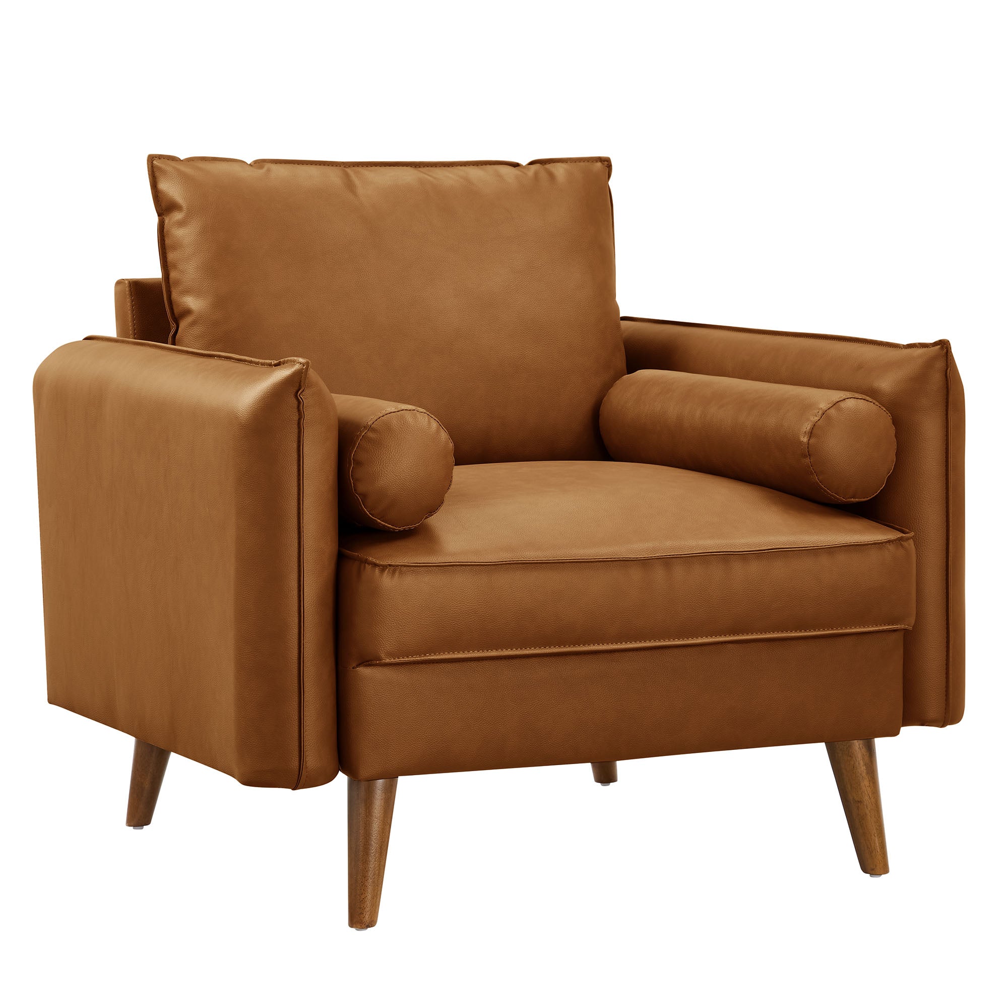 Aurelis Vegan Leather Accent Armchair – Tan Denmark Home