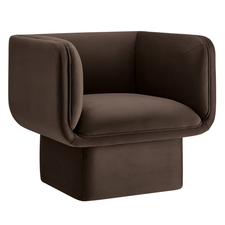 Revo Velvet Accent Armchair-Chocolate Brown Denmark Home