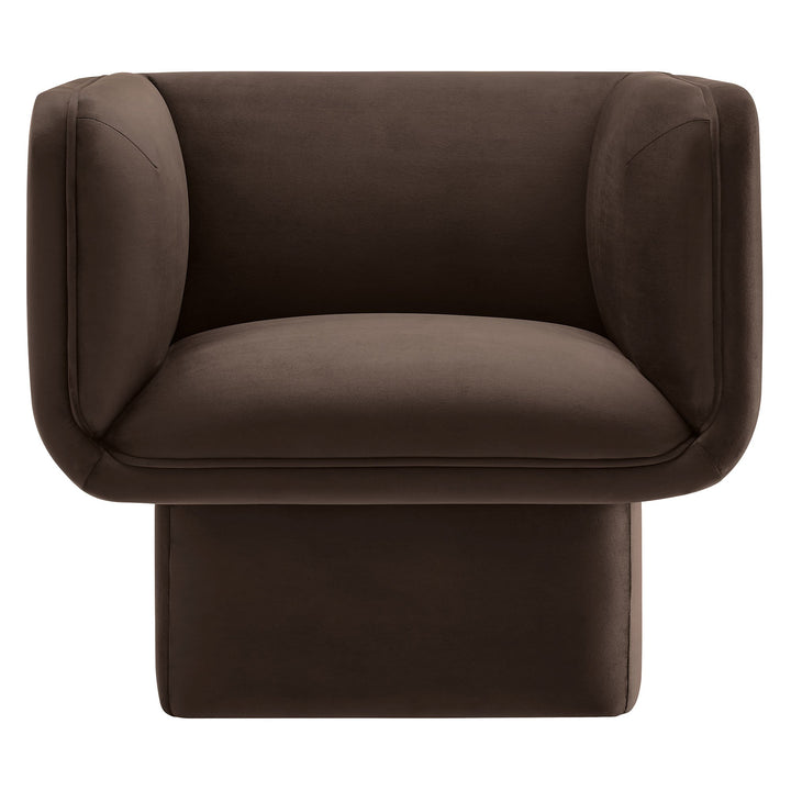 Revo Velvet Accent Armchair-Chocolate Brown Denmark Home