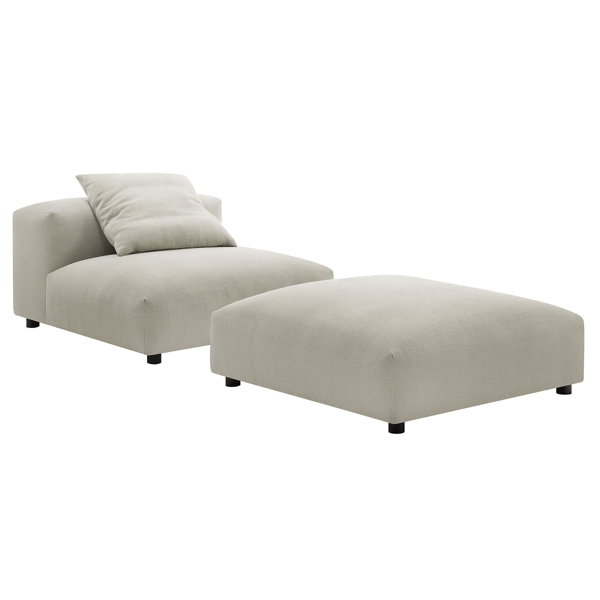 Lumi Modular Armless Chair and Ottoman Set - Linen Denmark Home