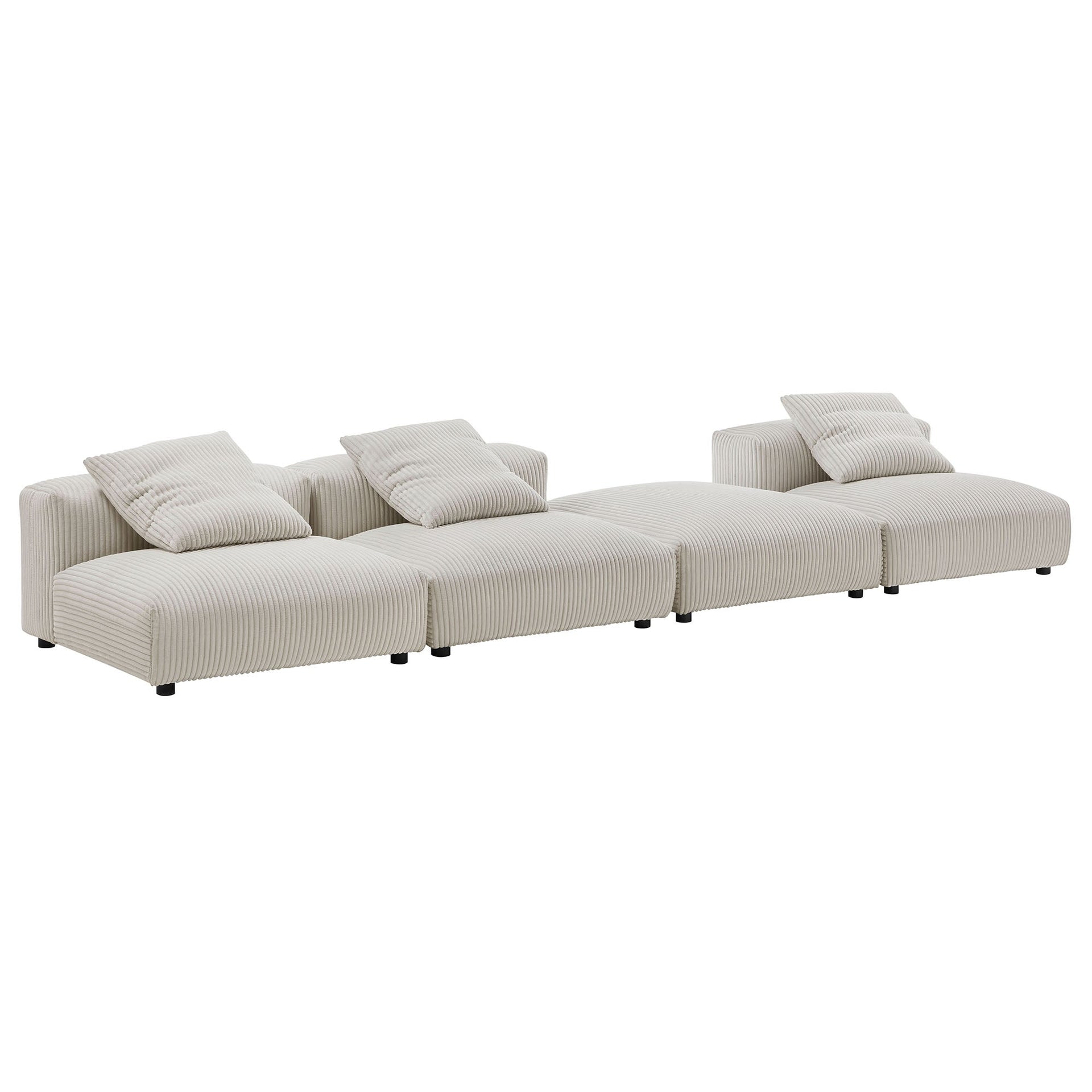 Lumi Modular Corduroy 4-Piece Sectional Sofa - Almond