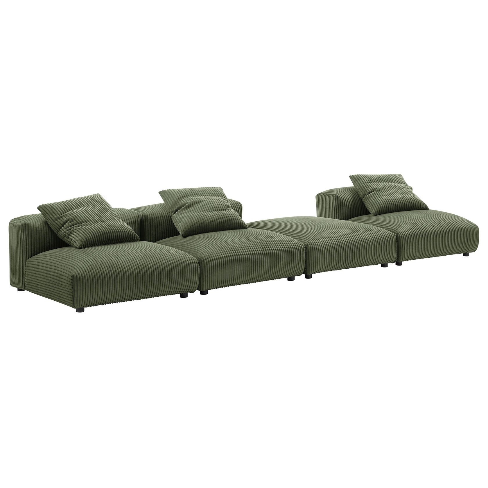 Lumi Modular Corduroy 4-Piece Sectional Sofa - Fern