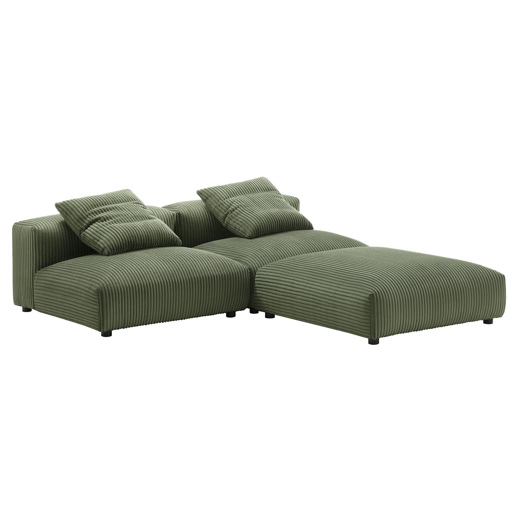 Lumi Modular Corduroy 3-Piece Sectional Sofa - Fern