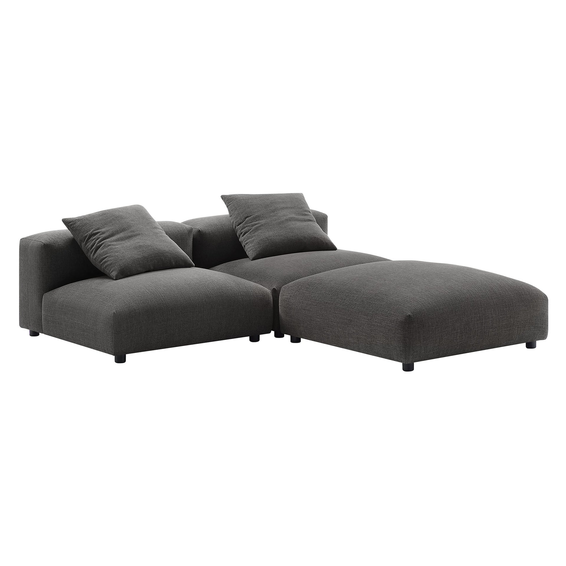 Lumi Modular Corduroy 4-Piece Sectional Sofa - Charcoal
