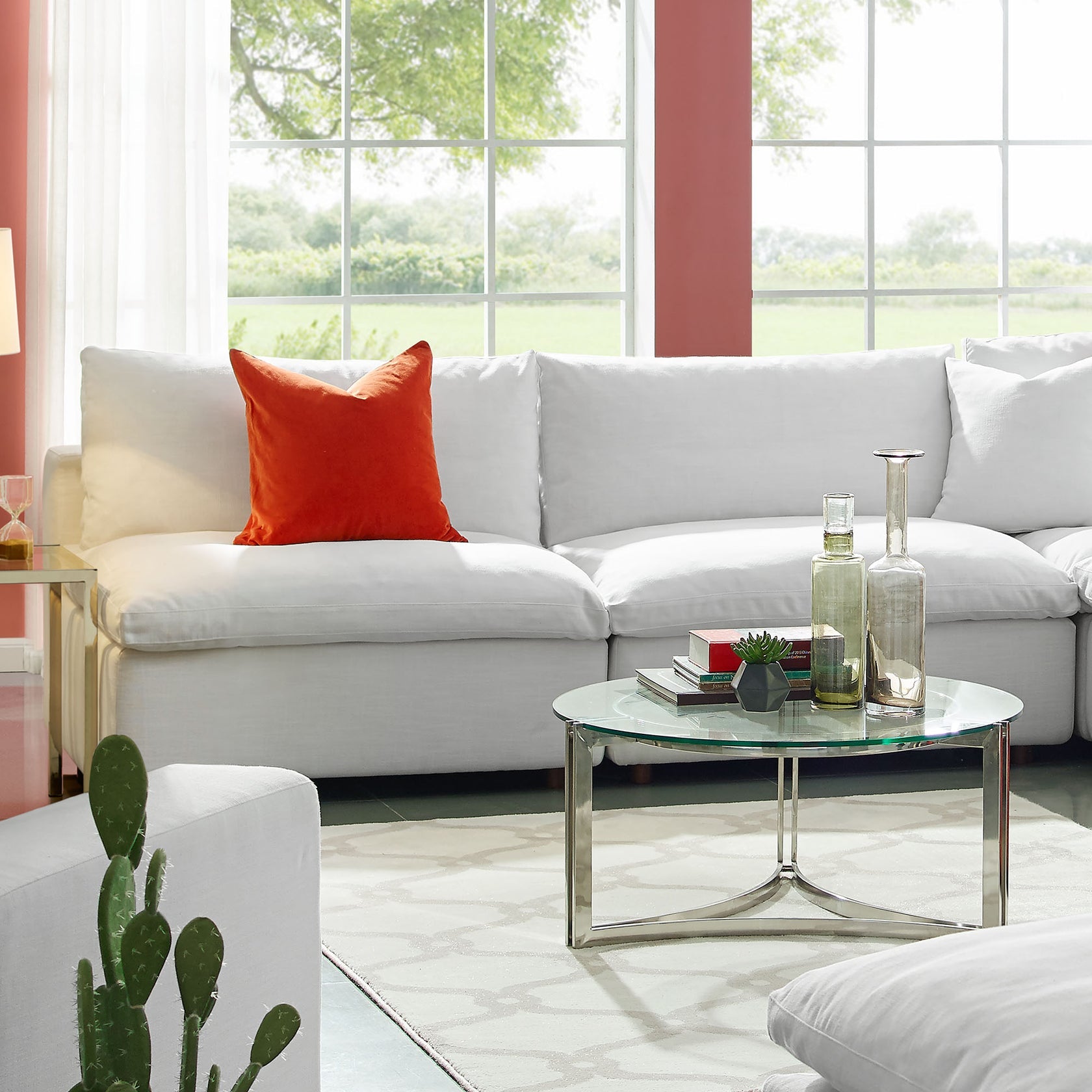 Marlowe Armless 2-Piece Loveseat - White