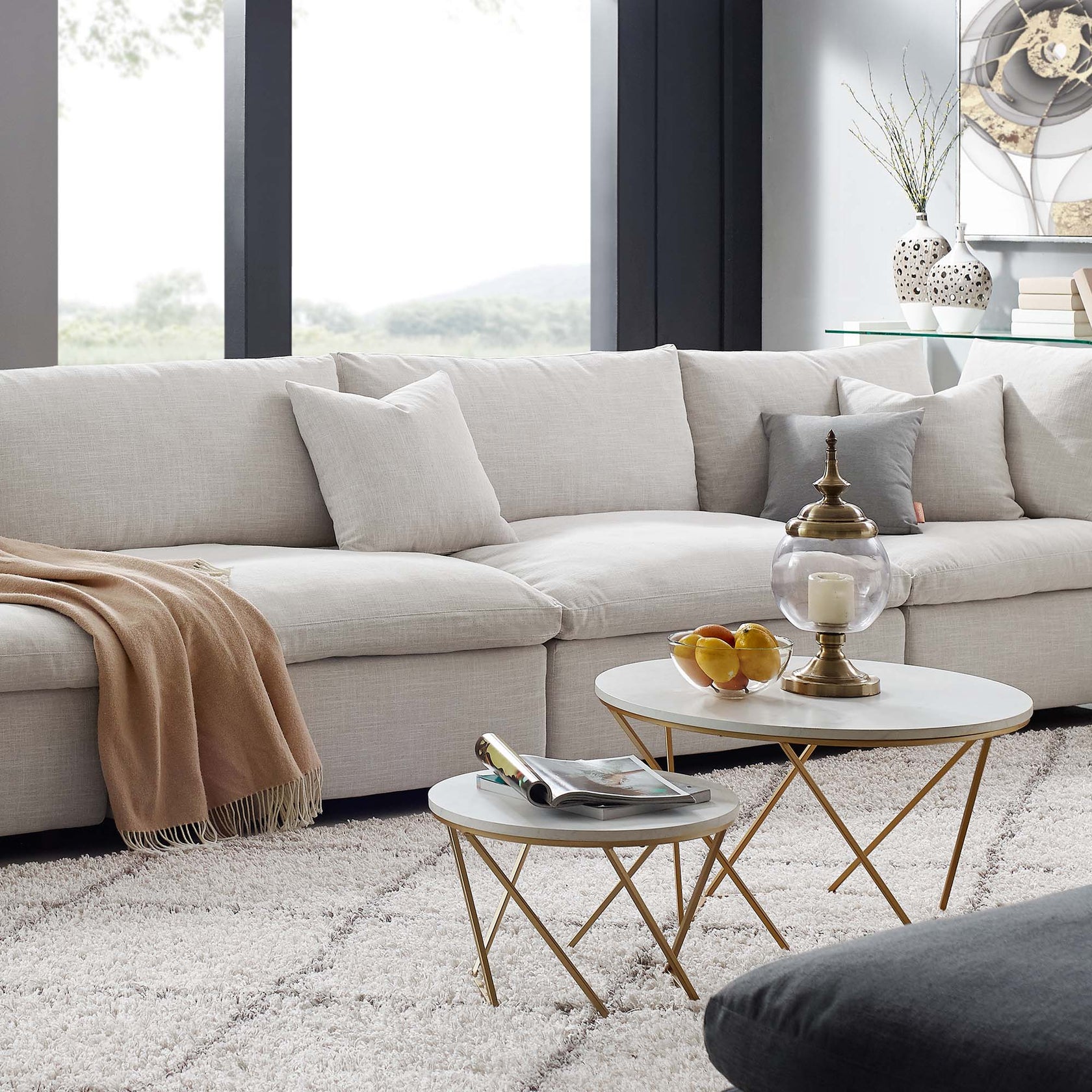 Marlowe Armless 3-Piece Sofa - Beige