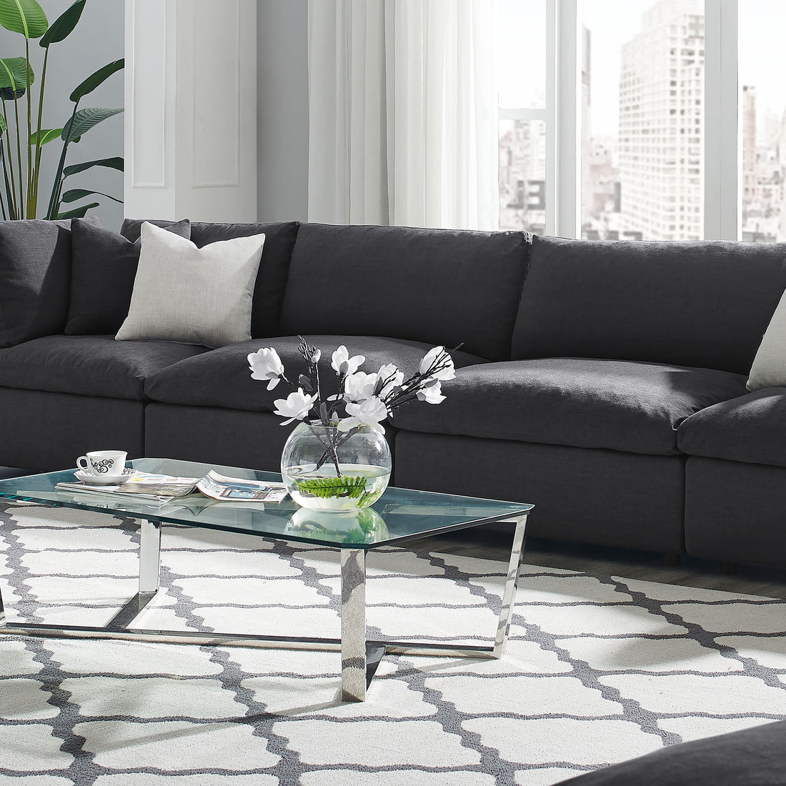 Marlowe Armless 3-Piece Sofa - Gray