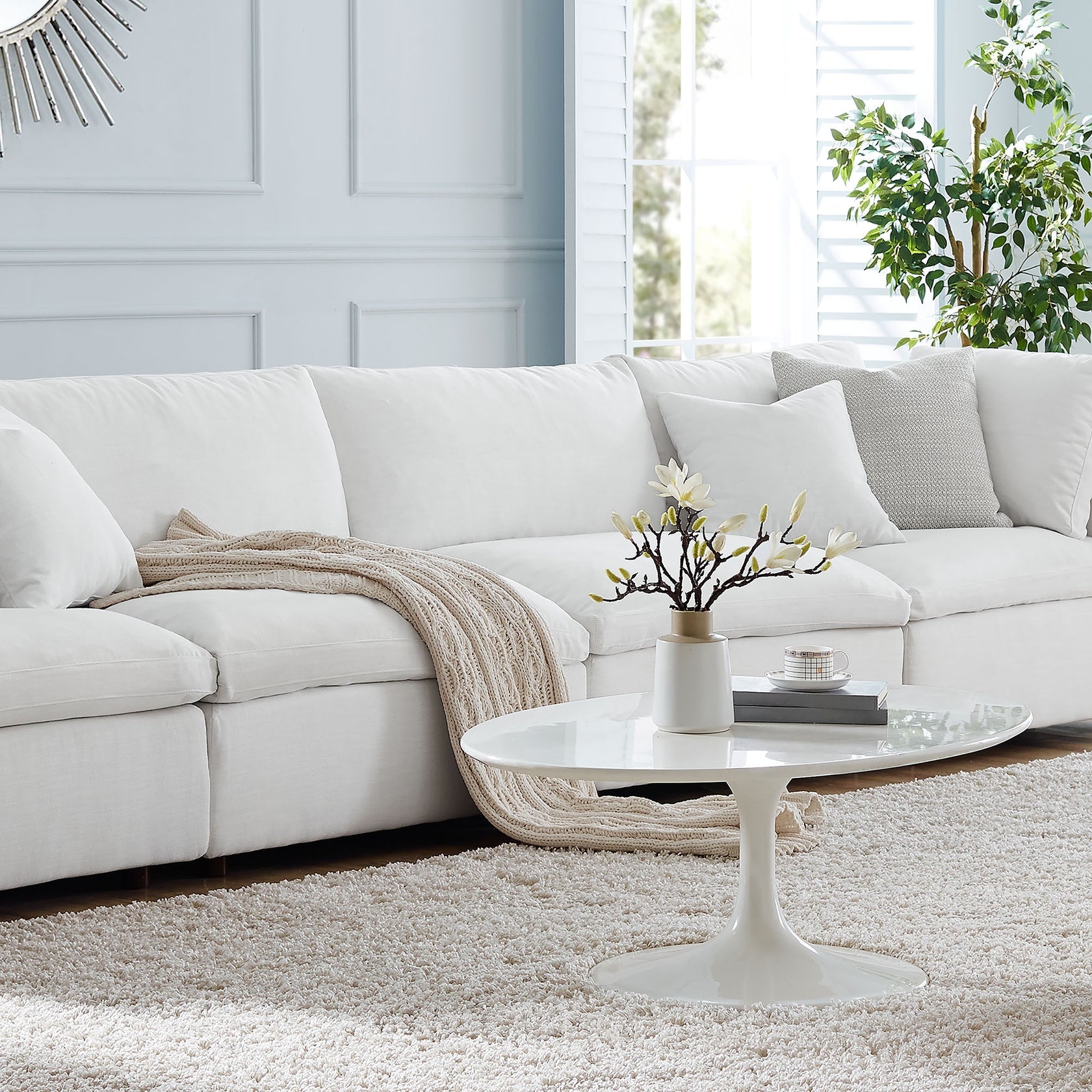 Marlowe Armless 3-Piece Sofa - White