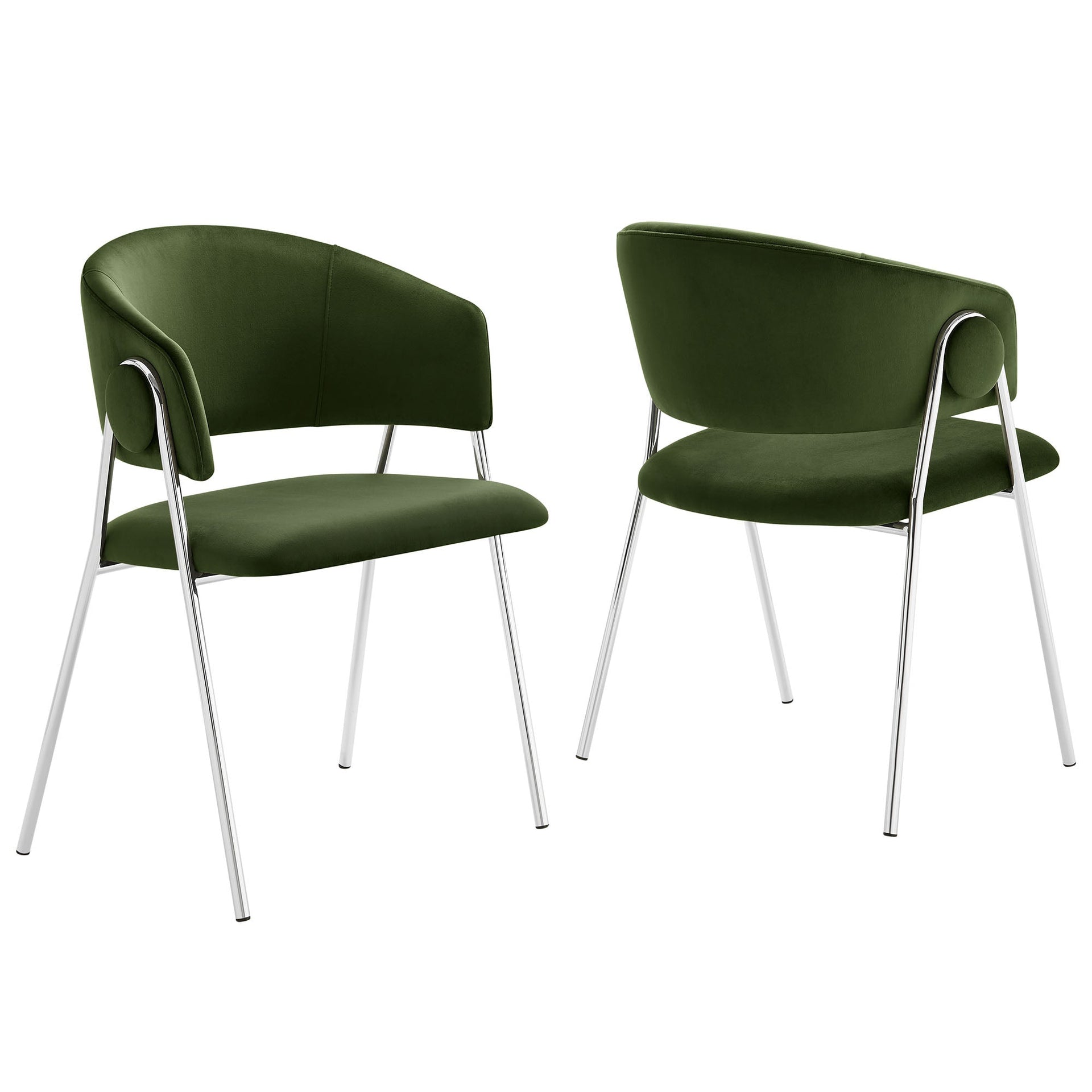 Syl Velvet Dining Chair Set - Moss Green Silver Denmark Home
