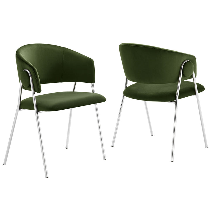 Syl Velvet Dining Chair Set - Moss Green Silver Denmark Home