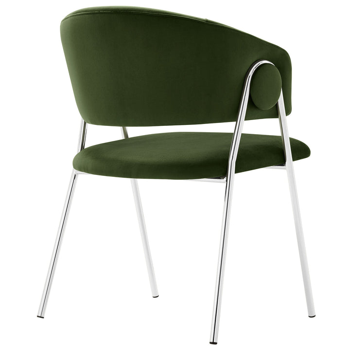 Syl Velvet Dining Chair Set - Moss Green Silver Denmark Home