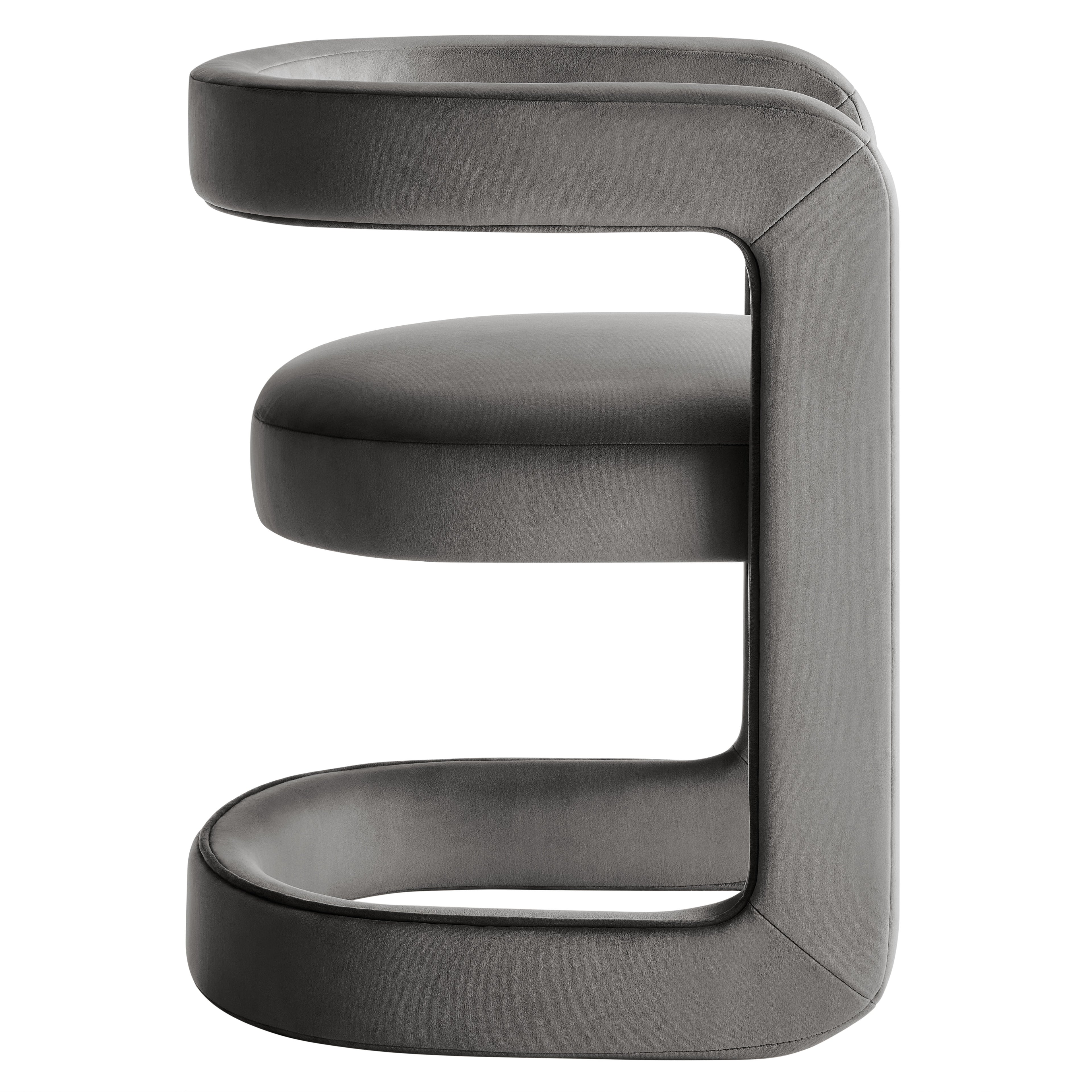 Vigo Velvet Barrel Dining Chair - Storm Gray Denmark Home