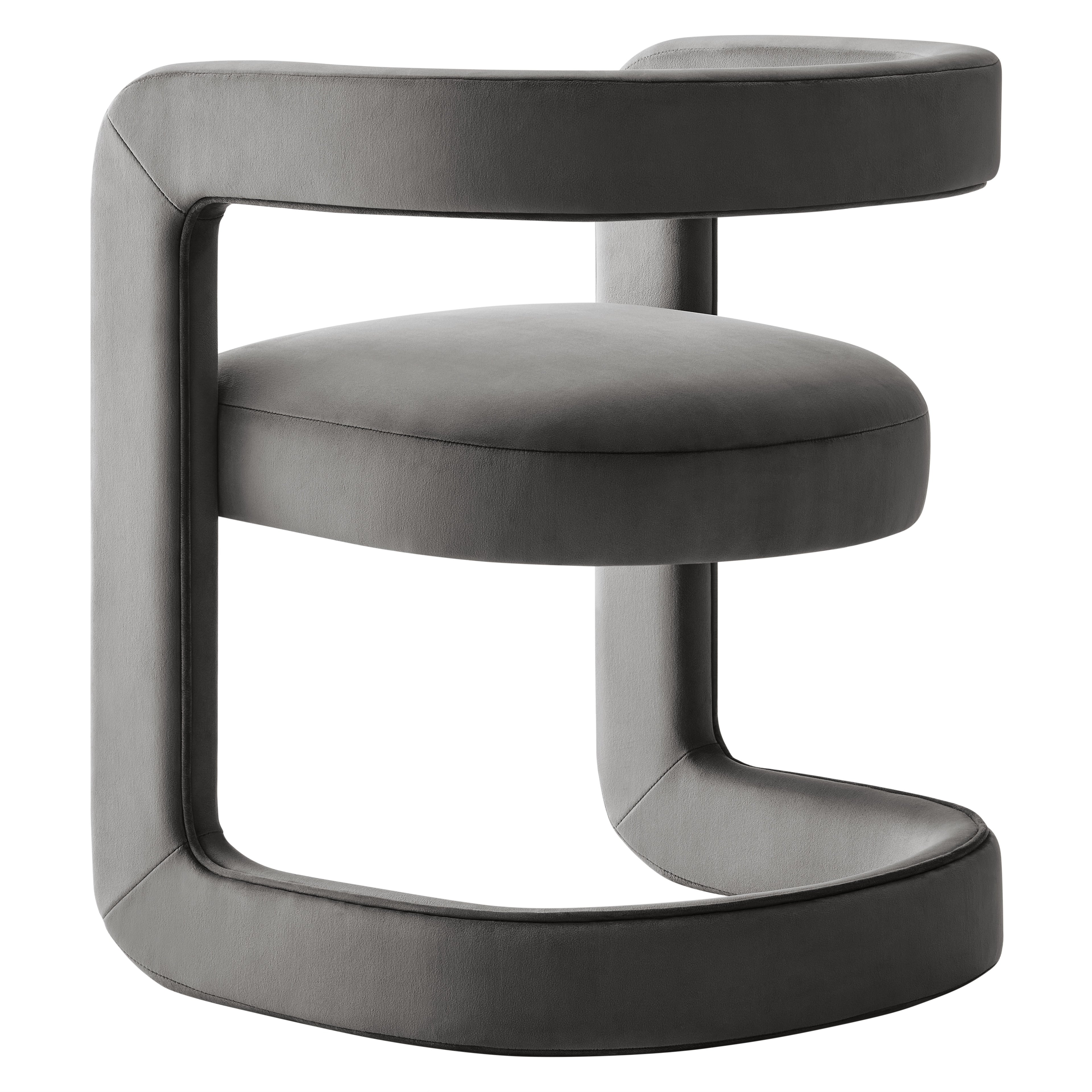 Vigo Velvet Barrel Dining Chair - Storm Gray Denmark Home