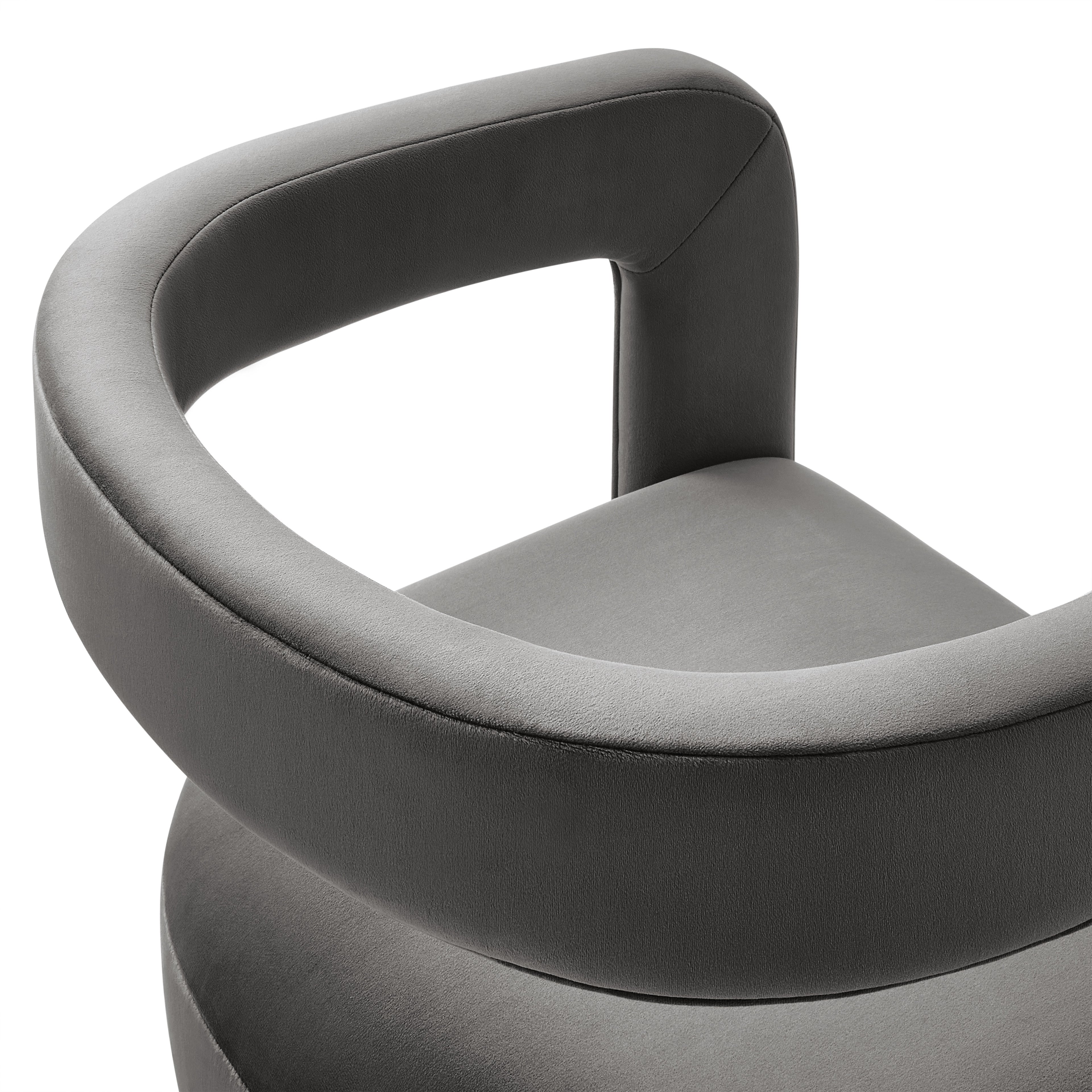 Vigo Velvet Barrel Dining Chair - Storm Gray Denmark Home