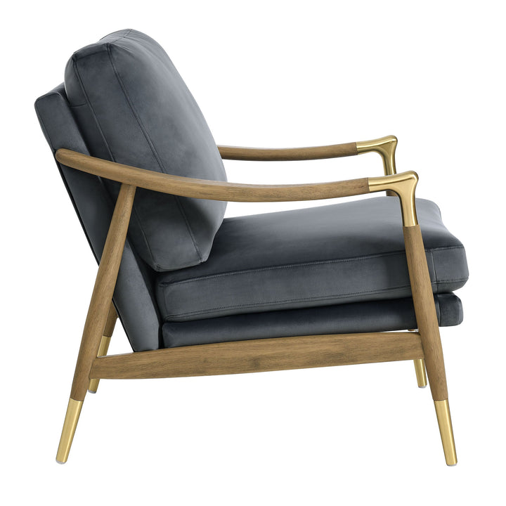 Elvano Performance Velvet Accent Chair – Cadet Blue Walnut Denmark Home