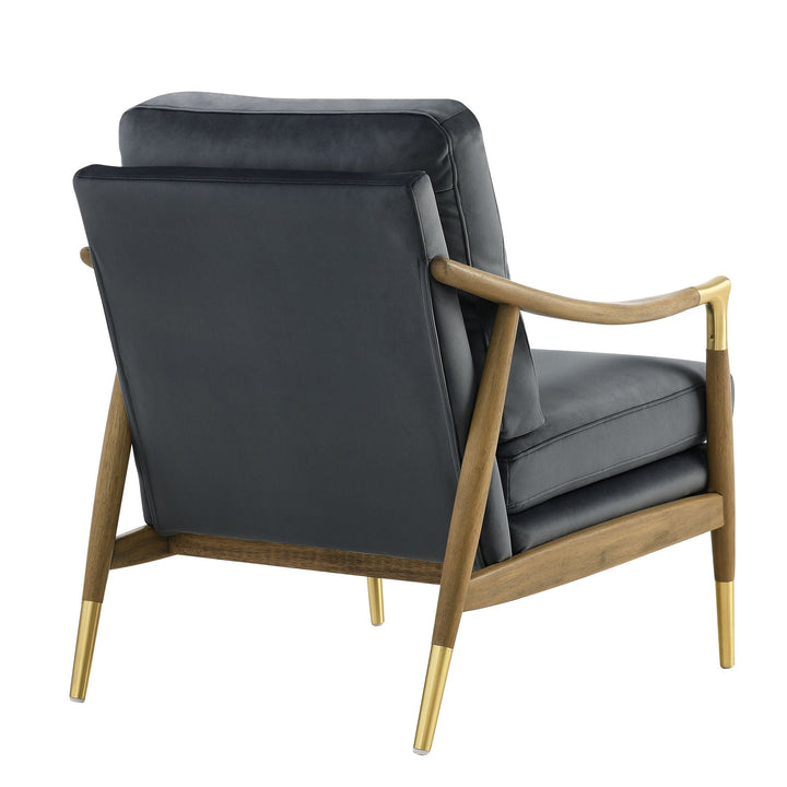 Elvano Performance Velvet Accent Chair – Cadet Blue Walnut Denmark Home
