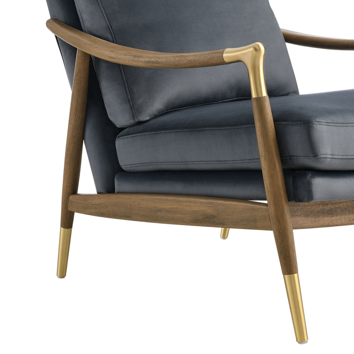 Elvano Performance Velvet Accent Chair – Cadet Blue Walnut Denmark Home