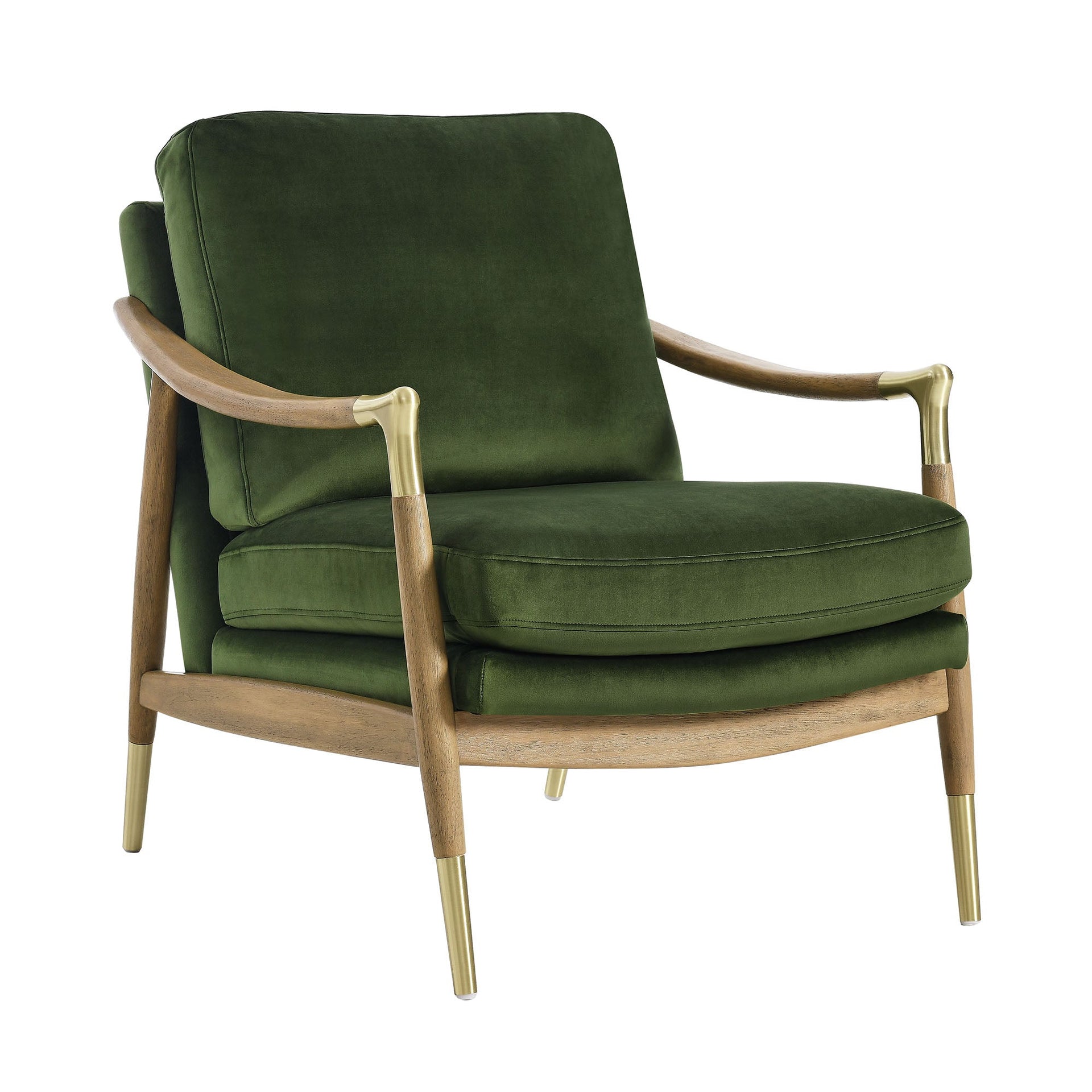 Elvano Performance Velvet Accent Chair – Moss Green Walnut Denmark Home
