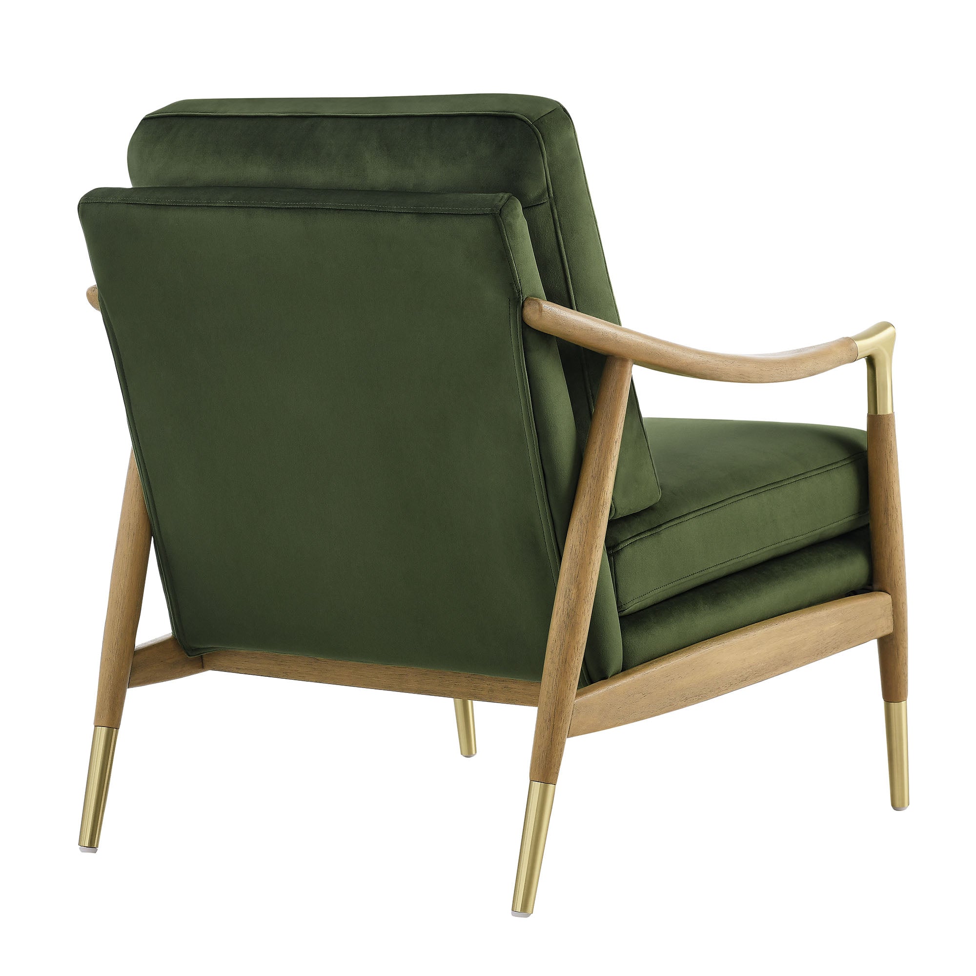 Elvano Performance Velvet Accent Chair – Moss Green Walnut Denmark Home