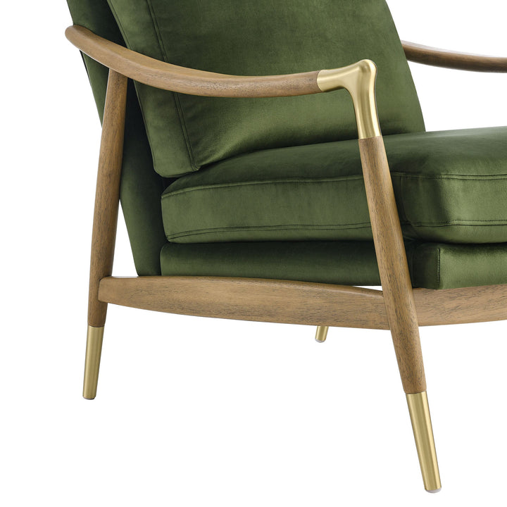 Elvano Performance Velvet Accent Chair – Moss Green Walnut Denmark Home