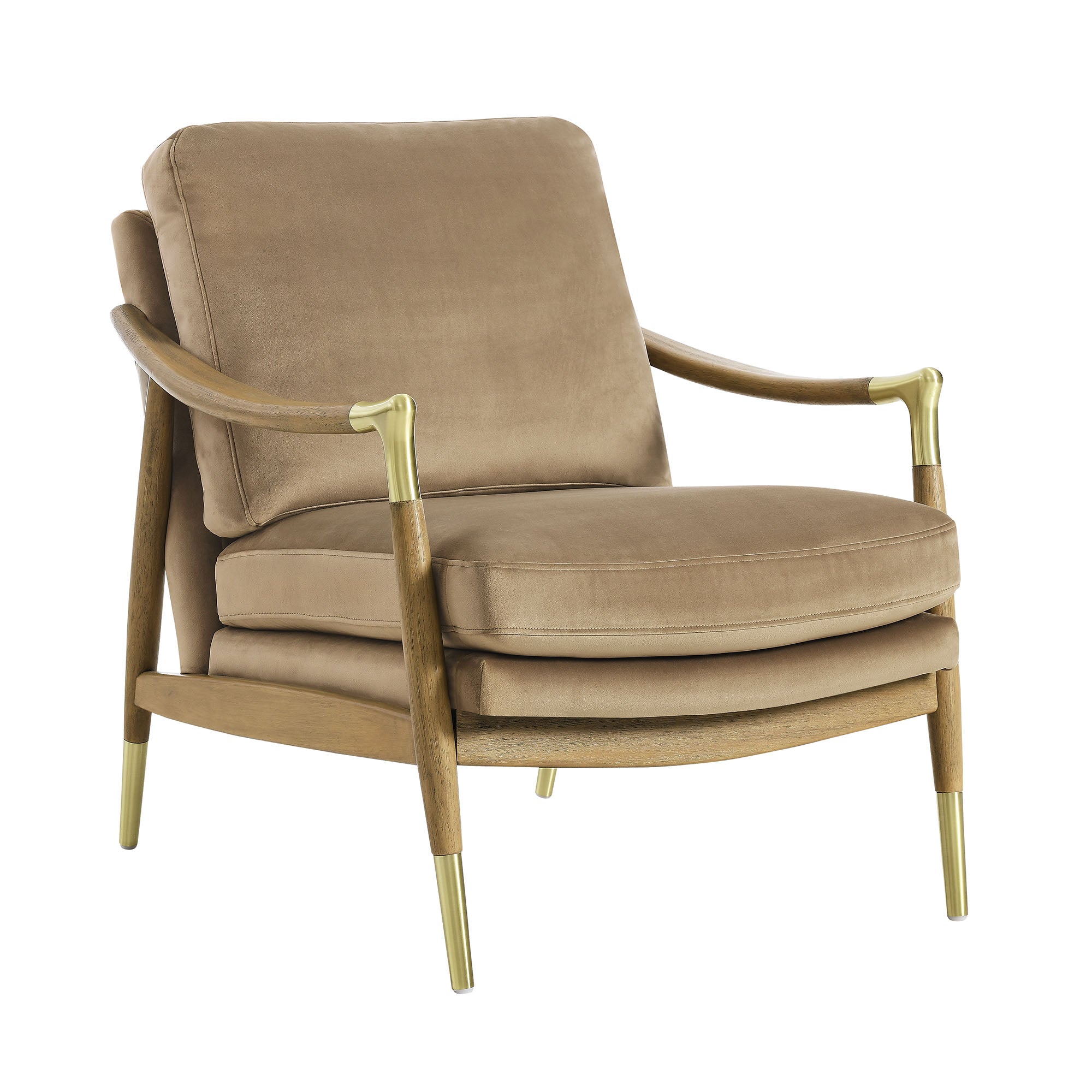 Elvano Performance Velvet Accent Chair - Taupe Walnut Denmark Home