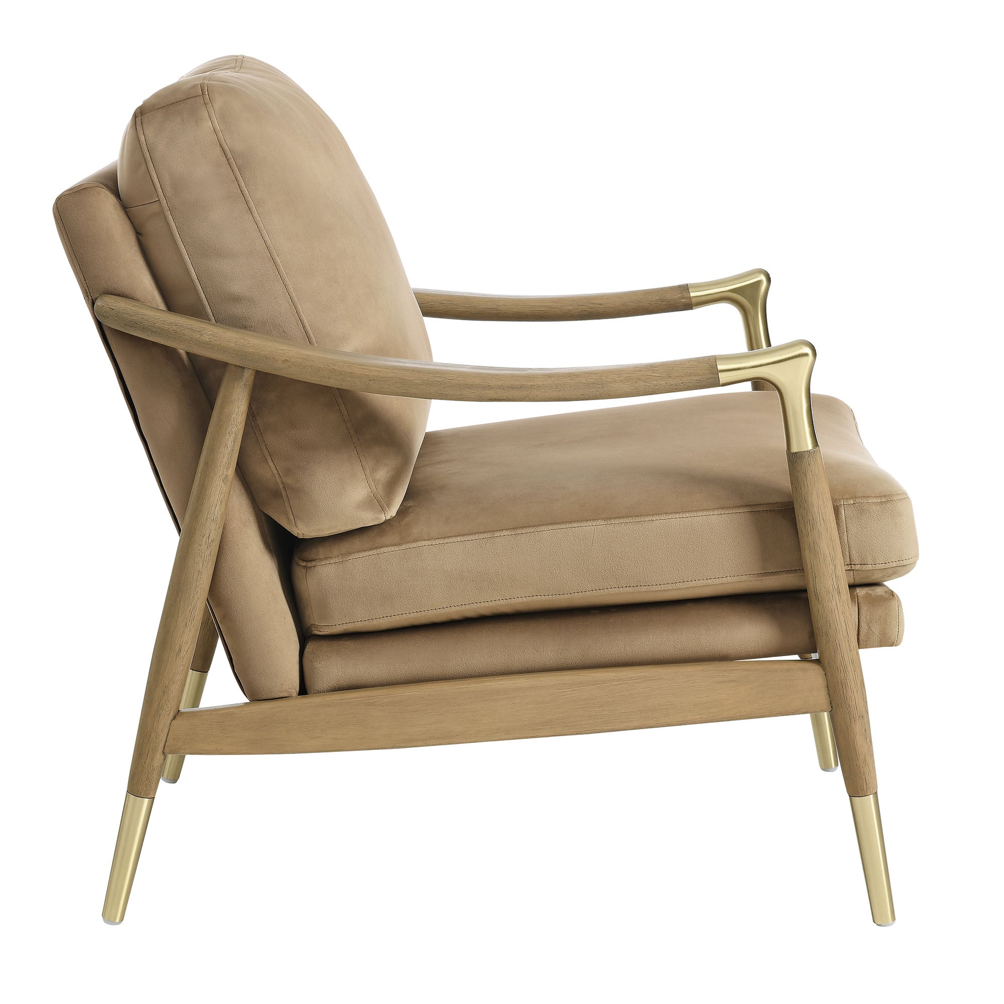 Elvano Performance Velvet Accent Chair - Taupe Walnut Denmark Home