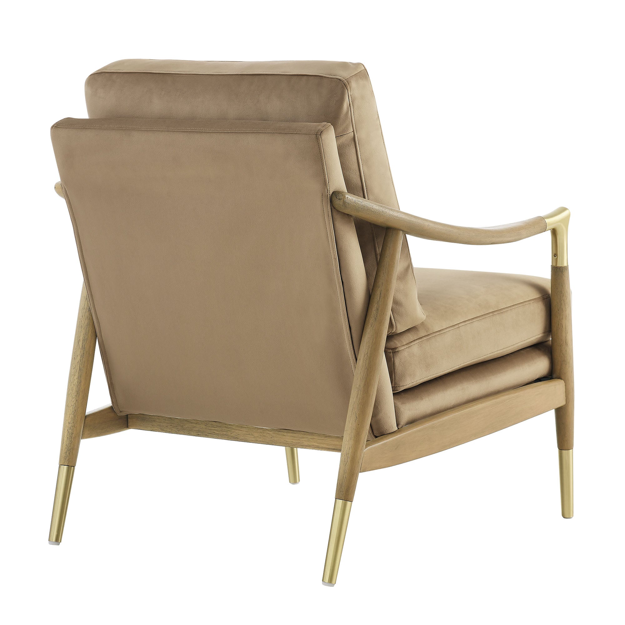Elvano Performance Velvet Accent Chair - Taupe Walnut Denmark Home