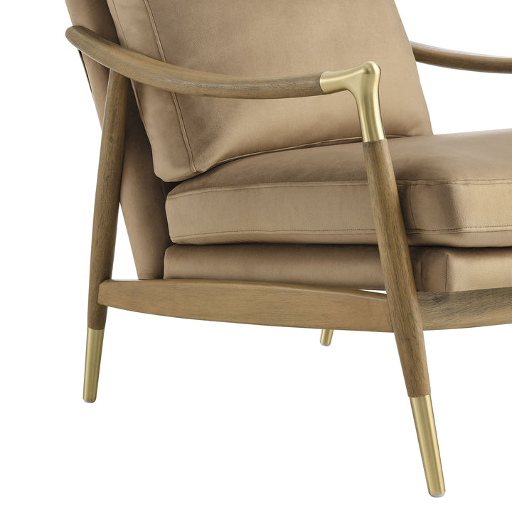 Elvano Performance Velvet Accent Chair - Taupe Walnut Denmark Home