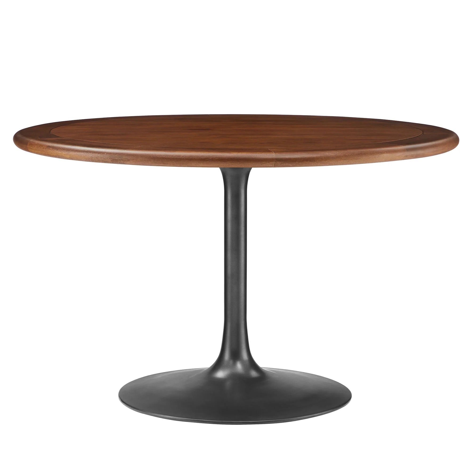 Lippa 48" Round Pedestal Solid Wood Dining Table - Black Walnut Denmark Home