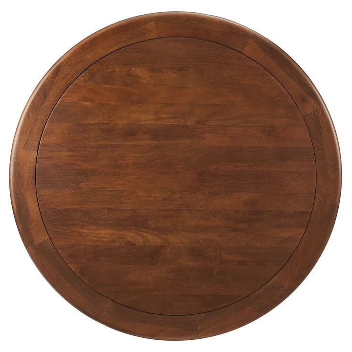 Lippa 48" Round Pedestal Solid Wood Dining Table - Brass Walnut Denmark Home
