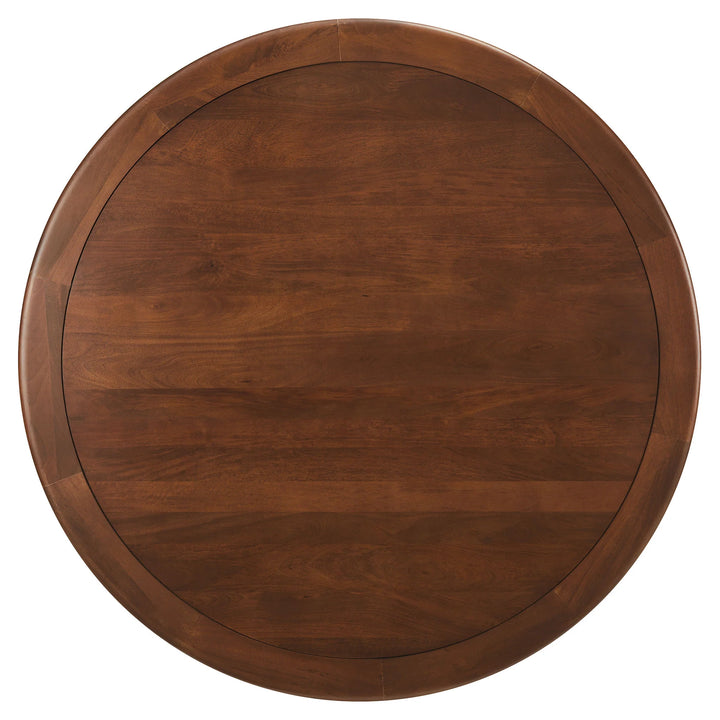 Lippa 60" Round Pedestal Solid Wood Dining Table - Brass Walnut Denmark Home