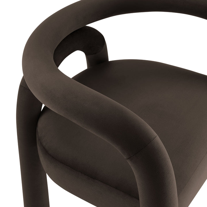 Lunevra Velvet Barrel Dining Chair - Cocoa Denmark Home
