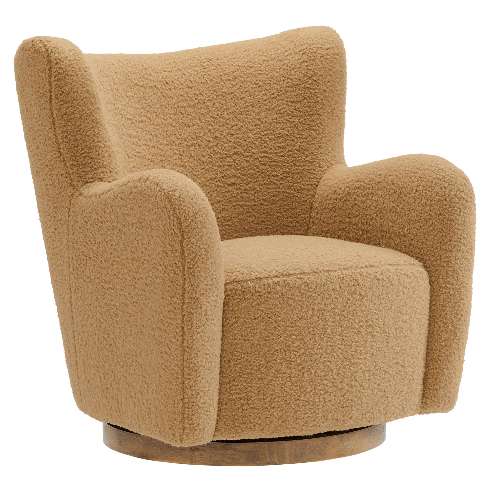 Nordvane Sherpa Swivel Accent Chair-Camel Walnut Denmark Home