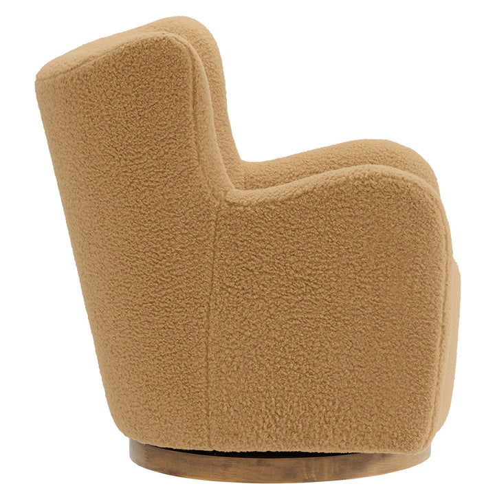 Nordvane Sherpa Swivel Accent Chair-Camel Walnut Denmark Home