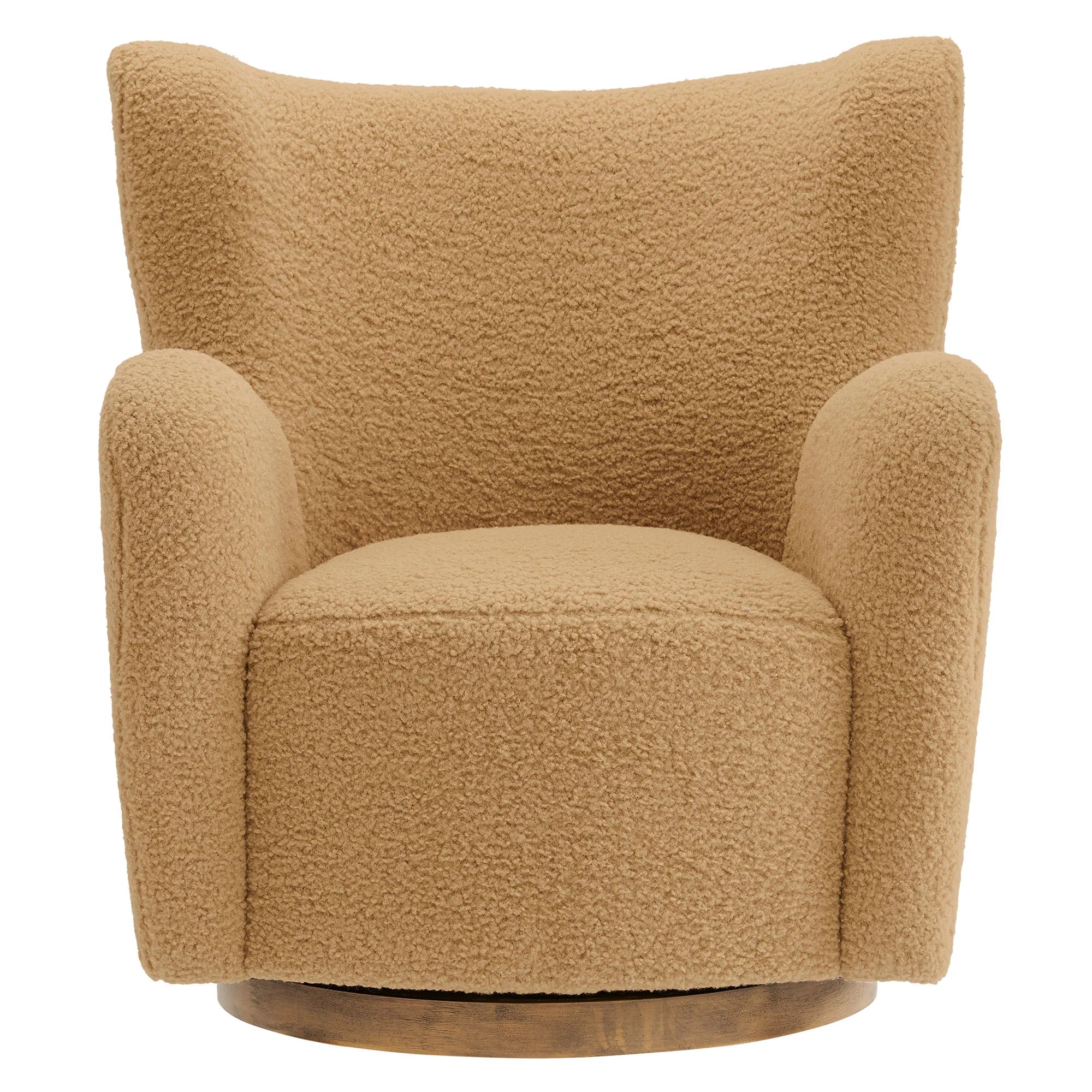 Nordvane Sherpa Swivel Accent Chair-Camel Walnut Denmark Home