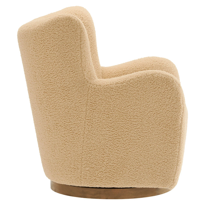 Nordvane Sherpa Swivel Accent Chair- Ivory Walnut Denmark Home