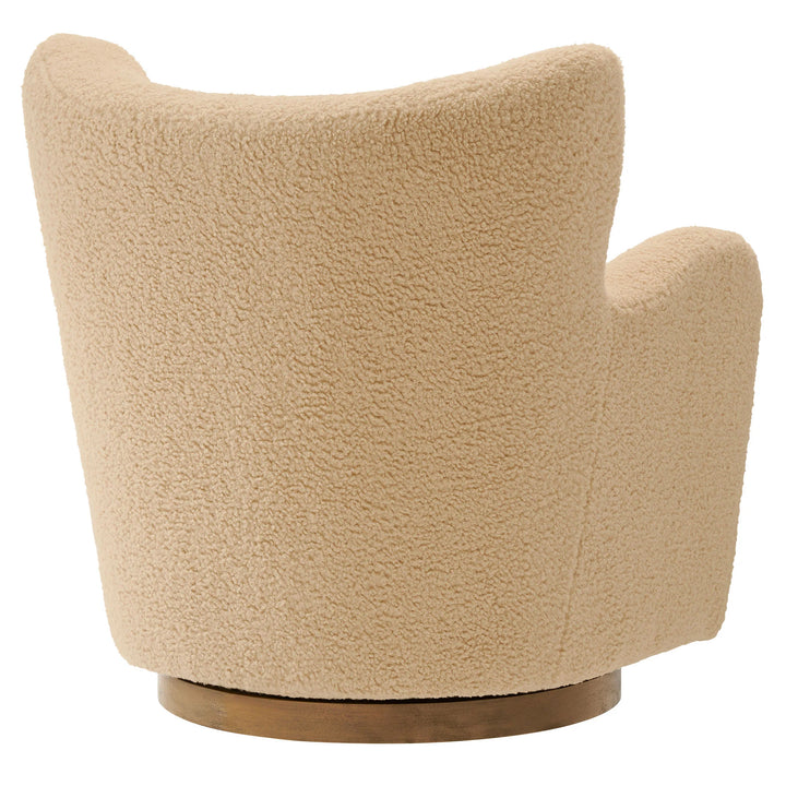 Nordvane Sherpa Swivel Accent Chair- Ivory Walnut Denmark Home