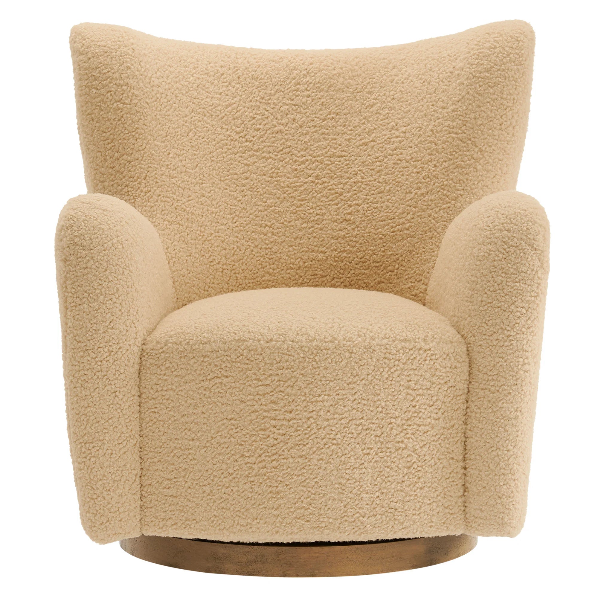 Nordvane Sherpa Swivel Accent Chair- Ivory Walnut Denmark Home