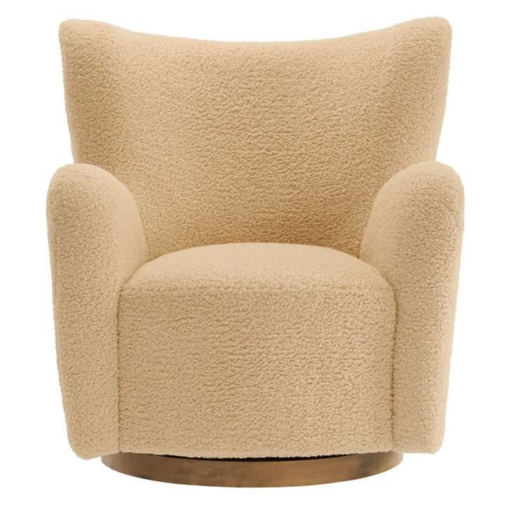 Nordvane Sherpa Swivel Accent Chair- Ivory Walnut Denmark Home